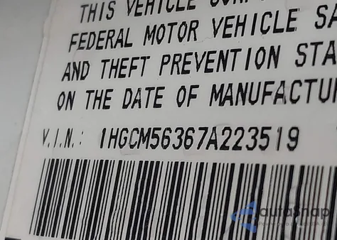 2007 Honda Accord 2.4 Se from USA, damaged, VIN 1HGCM56367A223519